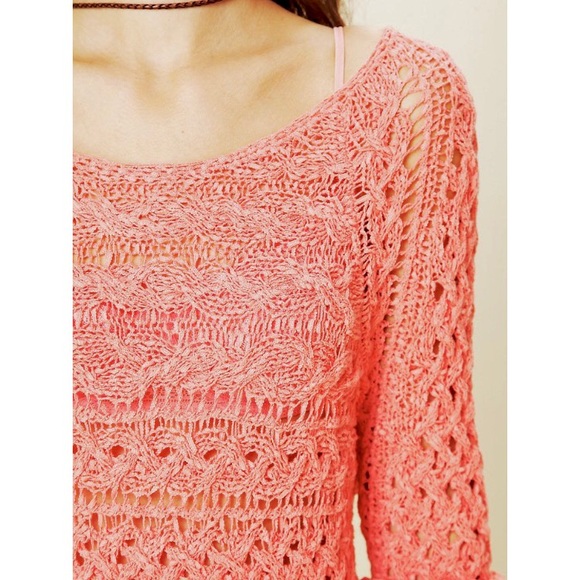 Free People Coral Crochet Chunky Knit Pullover, XS - Picture 4 of 10
